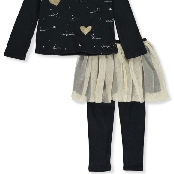 NWT BCGB Girls 2-piece (Glittery Graphic Top and Tulle Skirt Leggings)- Size 18M - Picture 2 of 6